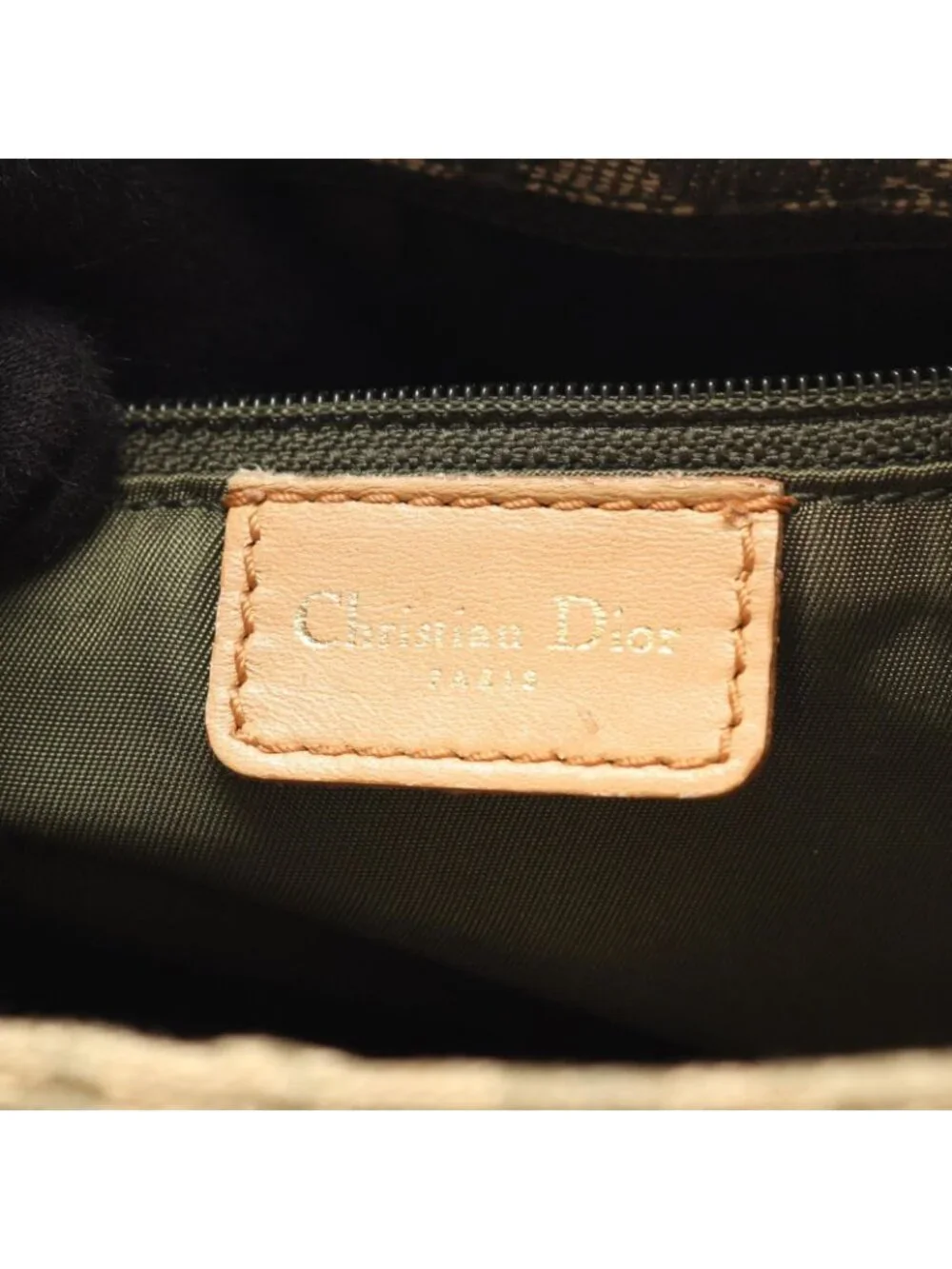 Dior Tote Trotter Green Beige Canvas Leather